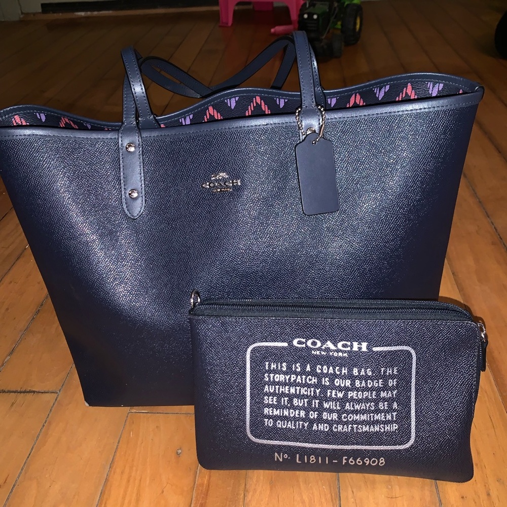 Large Coach tote and zippered pouch